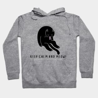 Cool Black Cat/ KEEP CALM AND MEOW! Hoodie